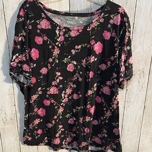 Sonoma Floral Black and Pink Blouse